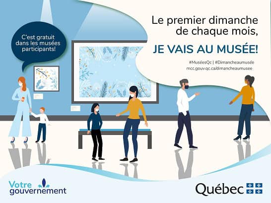 Famille visitant un musée un dimanche gratuit.