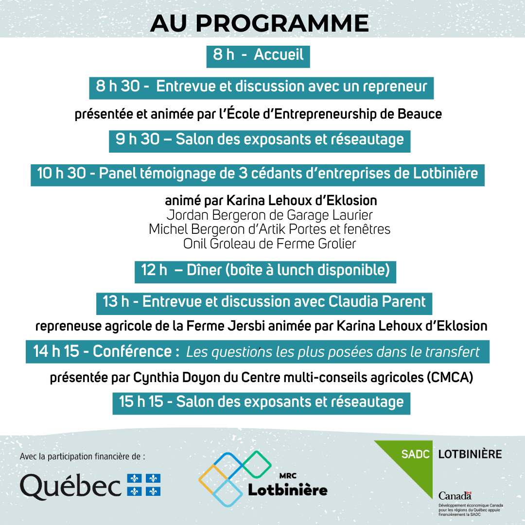 Programme d'entrevue, panel et conférences à Lotbinière