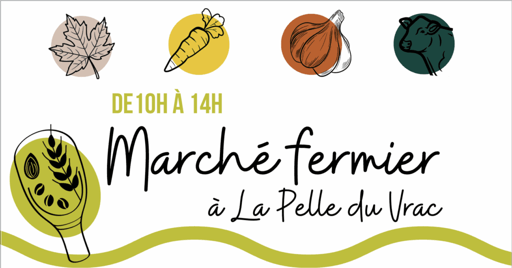 Affiche du marché fermier, 10h à 14h.