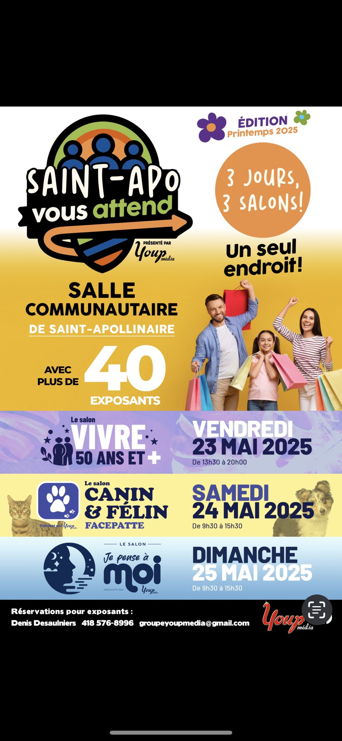 Affiche du salon Saint-Apollinaire avec dates des événements.