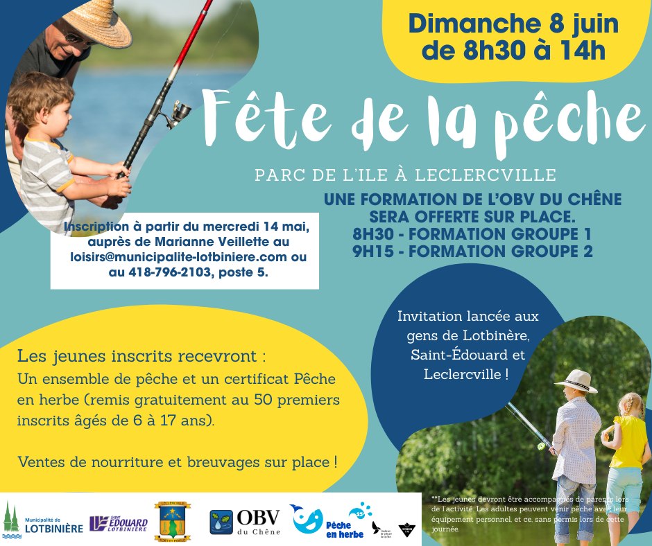 Affiche de la Fête de la pêche, Leclercville.