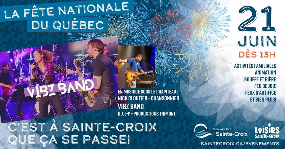 Affiche fête nationale du Québec à Sainte-Croix, 21 juin.