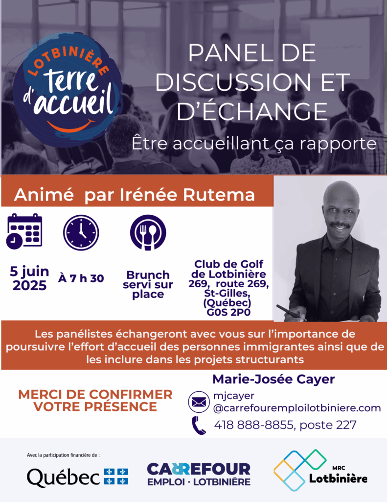 Affiche panel discussion "Être accueillant" Lotbinière.