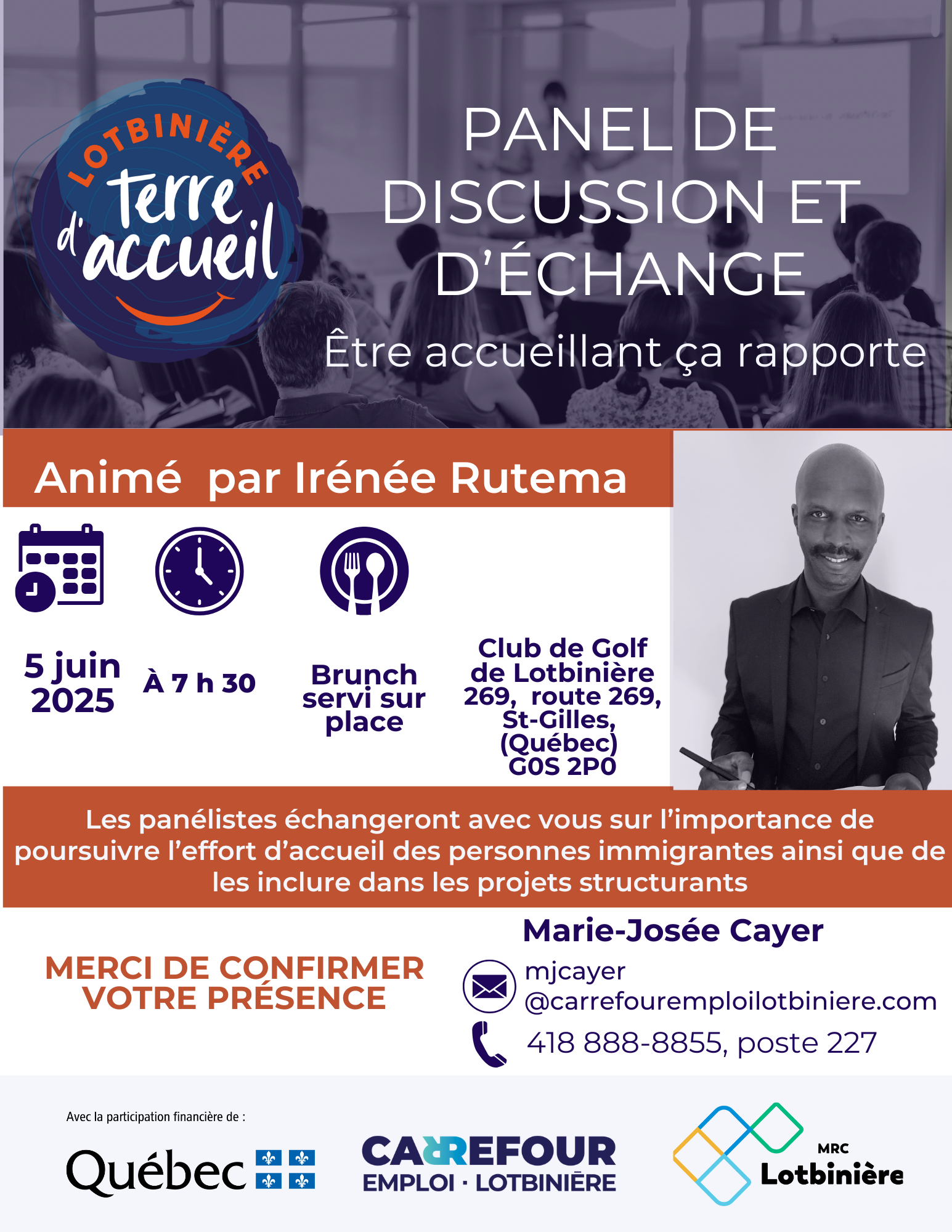 Affiche panel discussion "Être accueillant" Lotbinière.