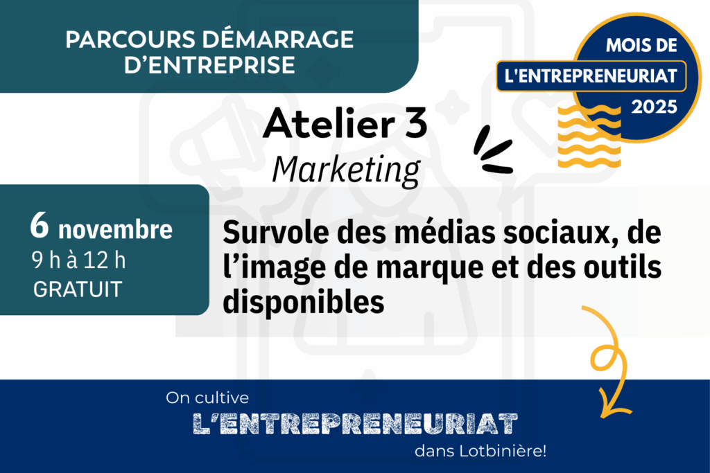 Atelier marketing sur médias sociaux, gratuit, 6 novembre.