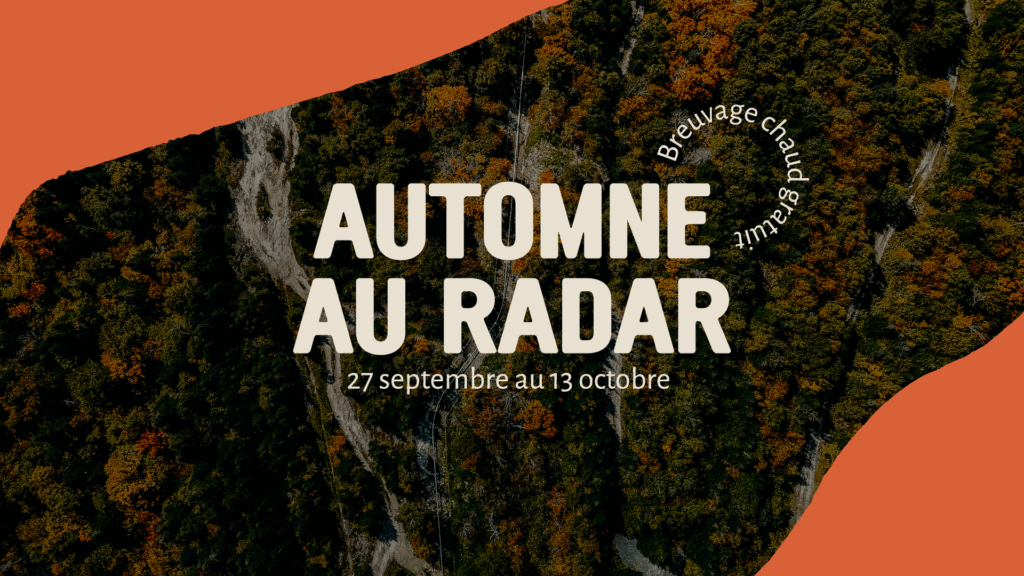 Affiche automnale avec dates et slogan.
