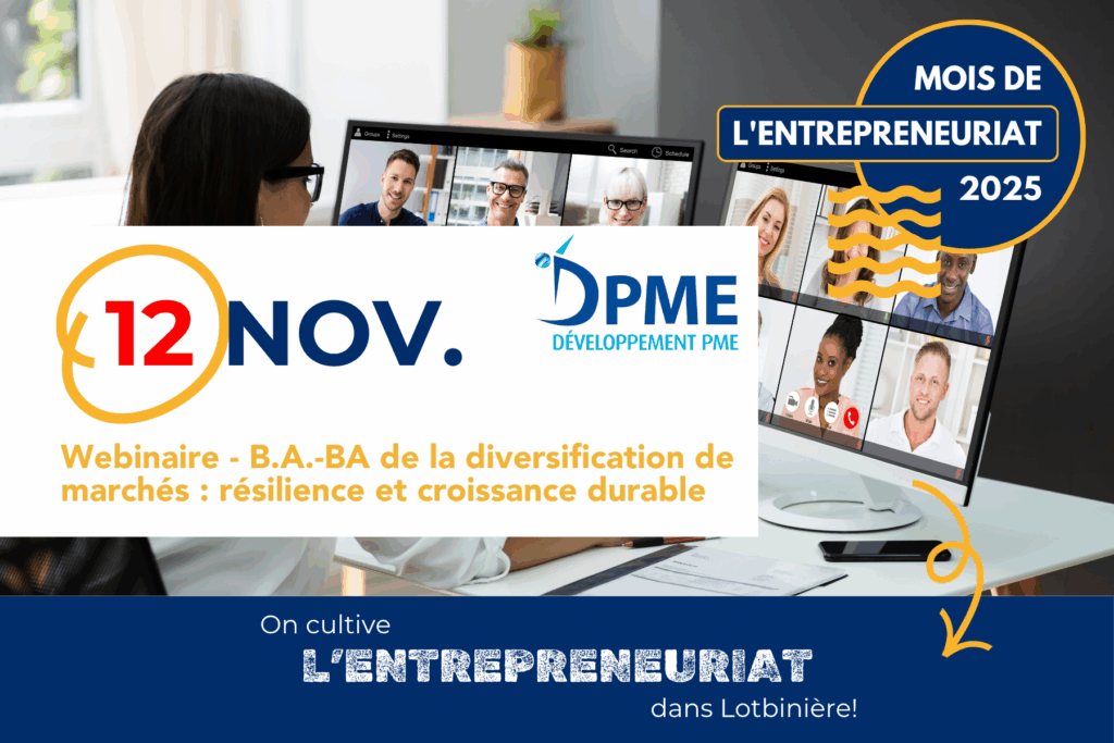 Promotion du webinaire sur la diversification des marchés.