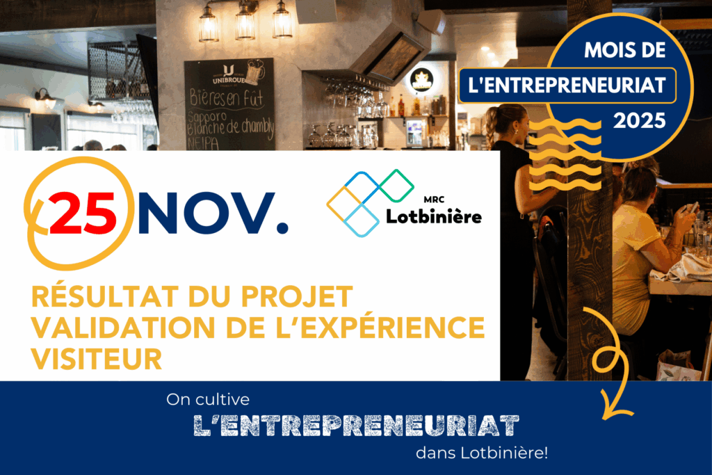Affiche projet entrepreneurial MRC Lotbinière, 25 novembre.