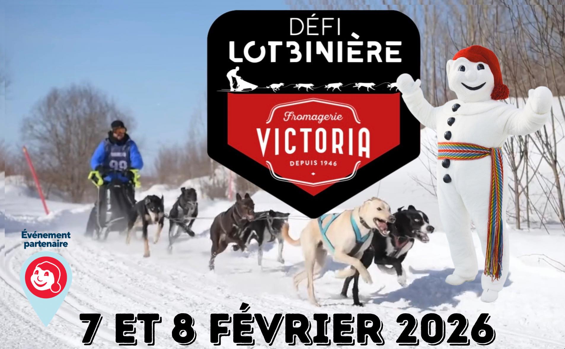 Course de chiens de traîneau Lotbinière 2026 neige.