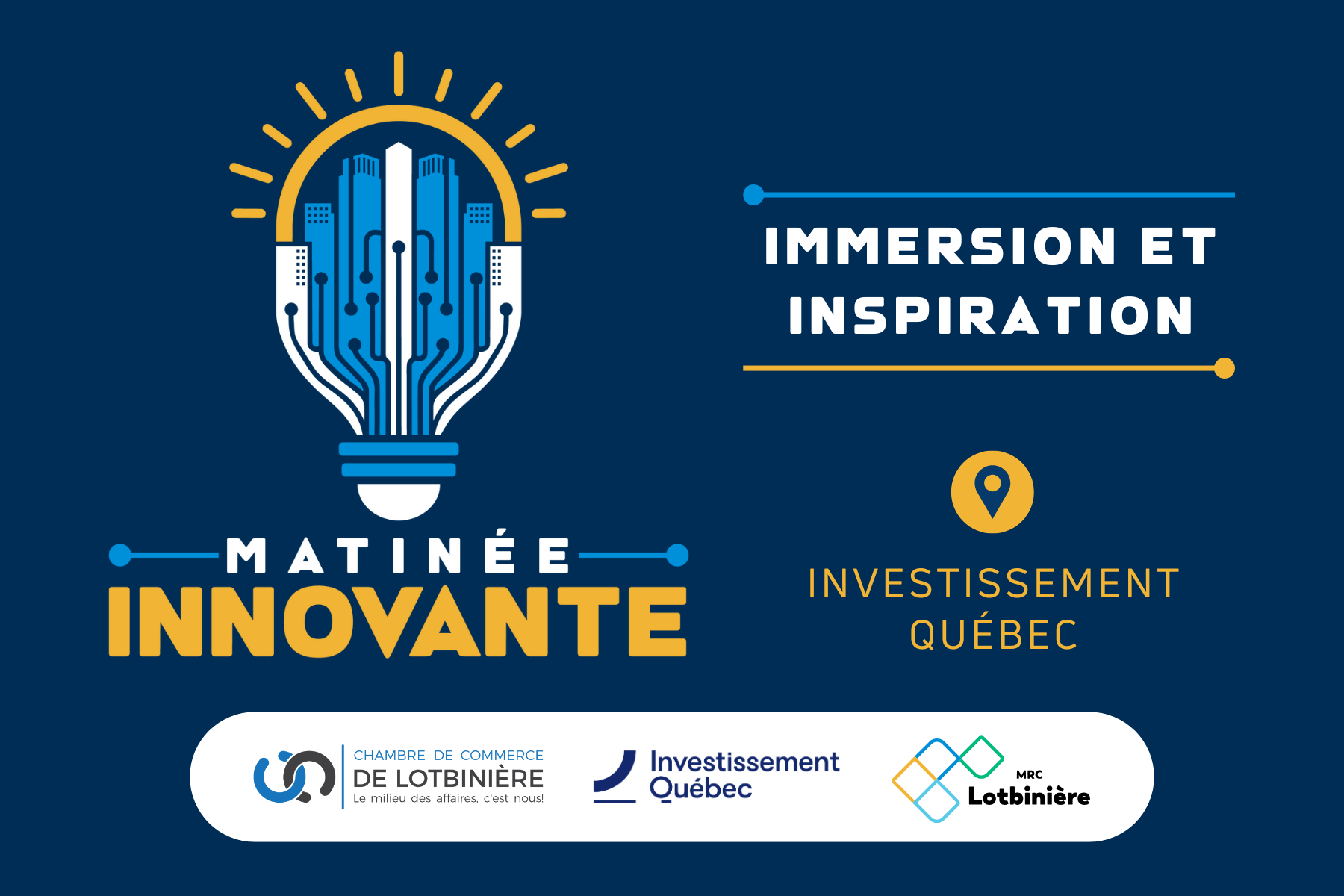 Affiche de l'événement Matinée Innovante Investissement Québec.