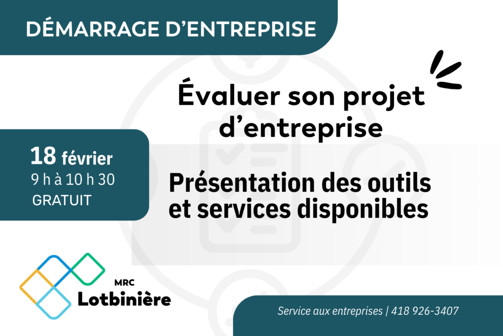 Événement gratuit pour évaluer projet d'entreprise 18 février.