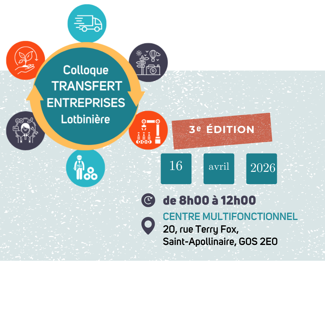 Affiche colloque transfert entreprises Lotbinière 2026.